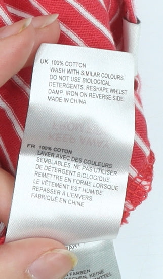 White Stuff Womens Red Striped Cotton T-Shirt Size 8