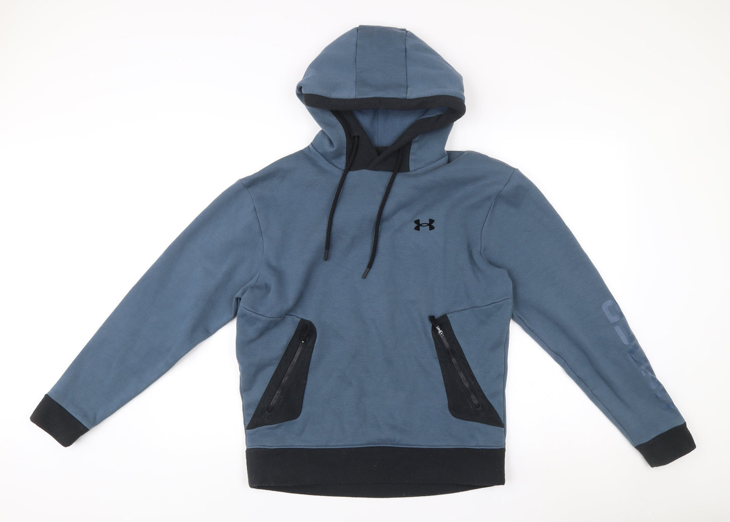 Under Armour Men’s Blue Pullover Hoodie Small Sports Logo Fleece