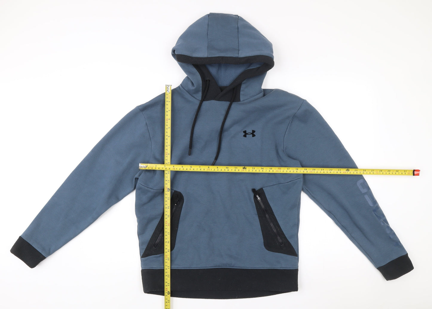 Under Armour Men’s Blue Pullover Hoodie Small Sports Logo Fleece