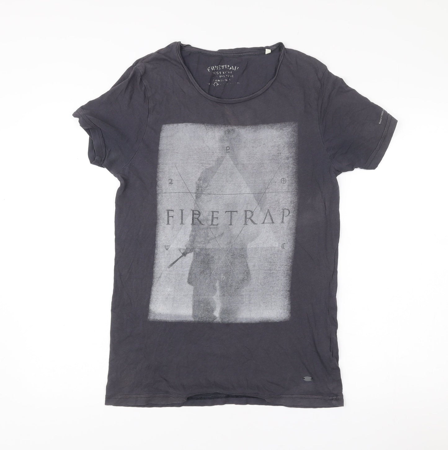 Firetrap Men’s Black Small Graphic Print T-Shirt Regular Fit