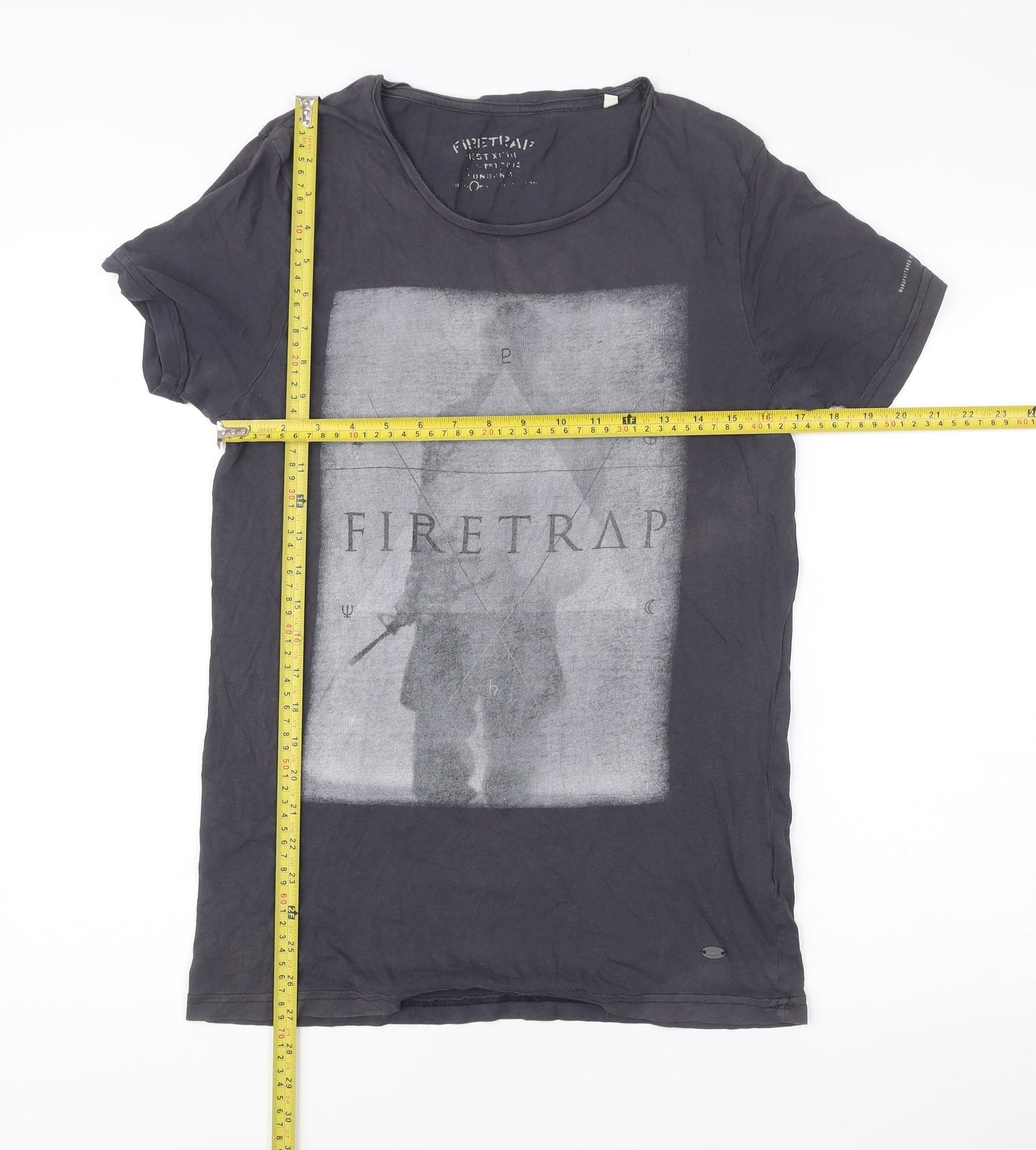 Firetrap Men’s Black Small Graphic Print T-Shirt Regular Fit