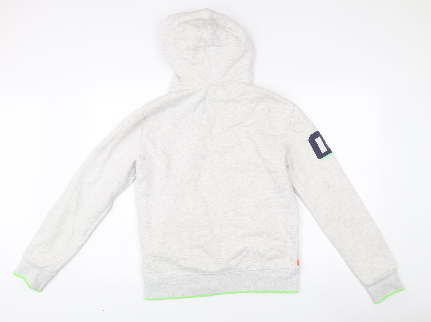 Superdry Men’s Grey Pullover Hoodie Small Logo Print Long Sleeve
