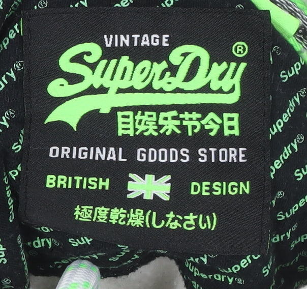 Superdry Men’s Grey Pullover Hoodie Small Logo Print Long Sleeve