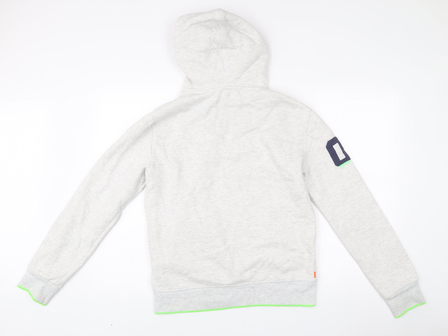 Superdry Men’s Grey Pullover Hoodie Small Logo Print Long Sleeve