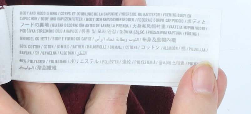 Hollister Womens Red Pullover Hoodie Small Cotton Blend Logo