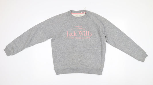 Womens UK 10 Regular Jack Wills Grey Pullover Sweatshirt
