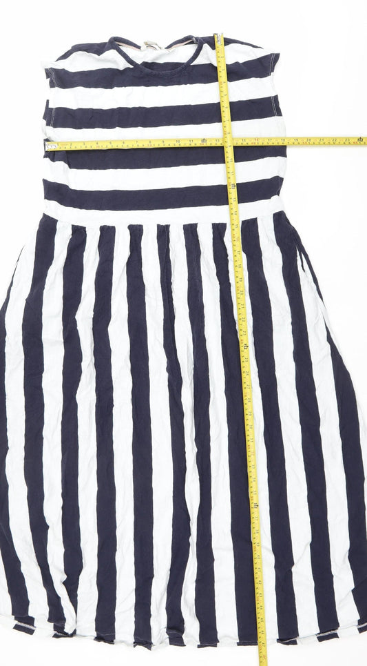 Boden Women’s Blue White Striped Cotton A-Line Dress Size 16
