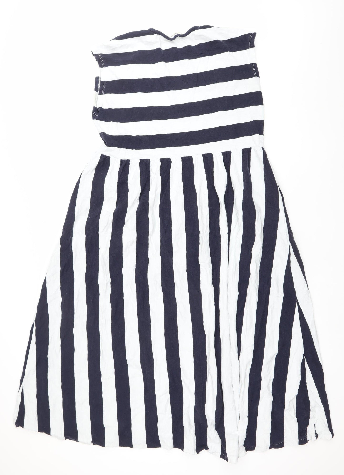 Boden Women’s Blue White Striped Cotton A-Line Dress Size 16