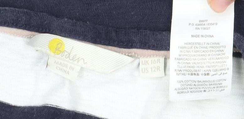 Boden Women’s Blue White Striped Cotton A-Line Dress Size 16