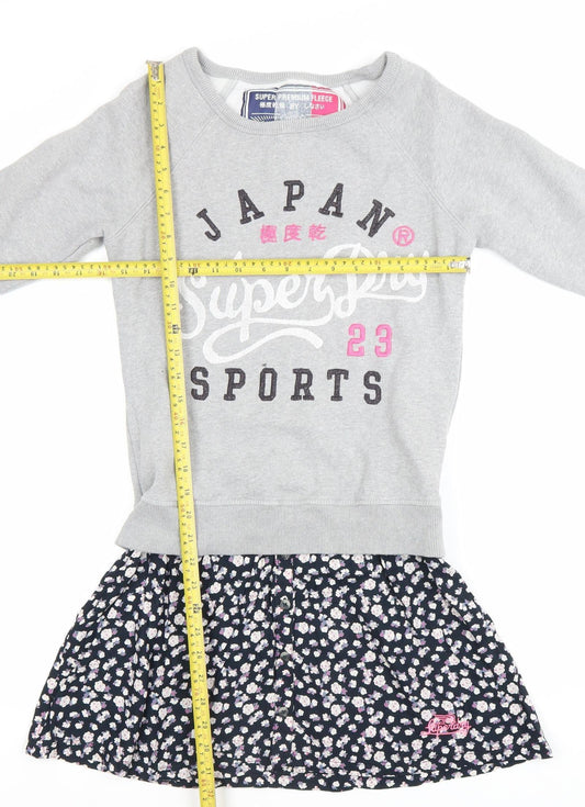 Superdry Womens Grey Floral XS Jumper Dress Casual Logo Sportswear