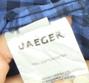 Additional view of Jaeger Men’s Blue Check Cotton Button-Up Shirt, size S