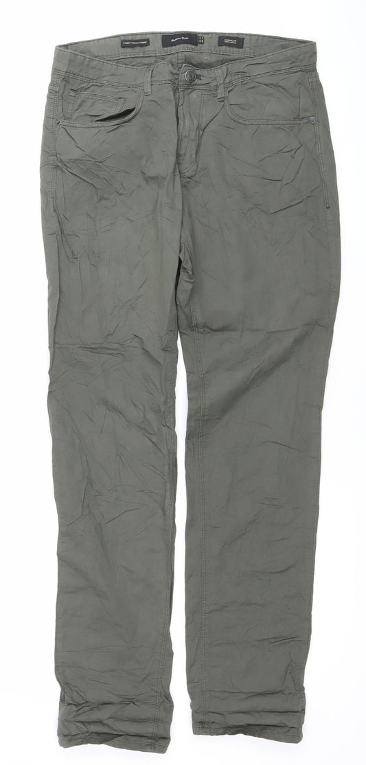 Massimo Dutti Women Green Chino Trousers Size 10 Straight Cotton