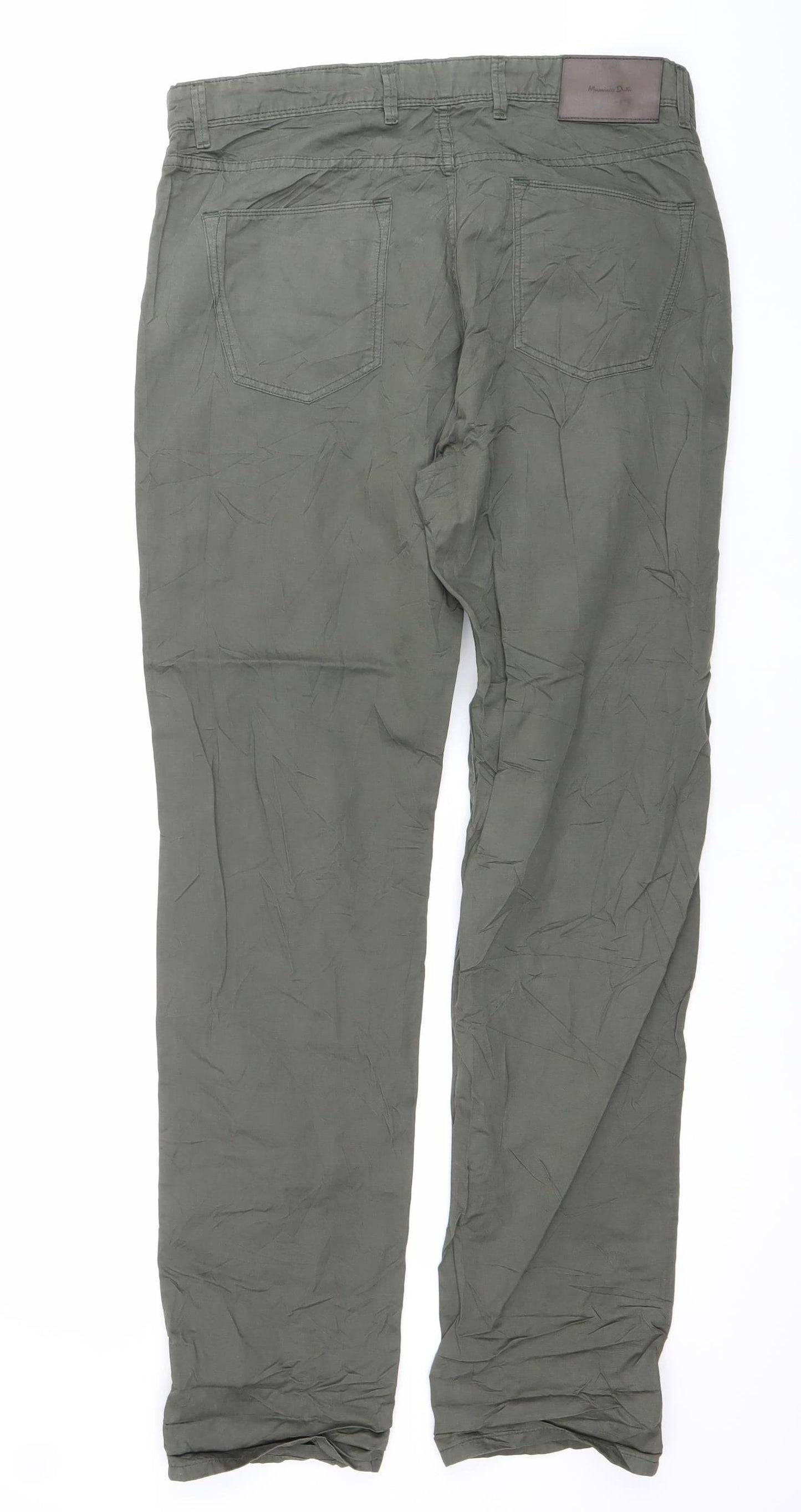 Massimo Dutti Women Green Chino Trousers Size 10 Straight Cotton