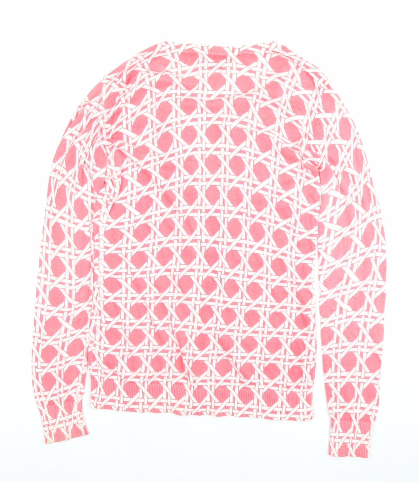 Banana Republic Women’s Pink Cardigan M Cotton Geometric V-Neck