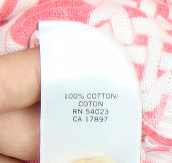 Banana Republic Women’s Pink Cardigan M Cotton Geometric V-Neck