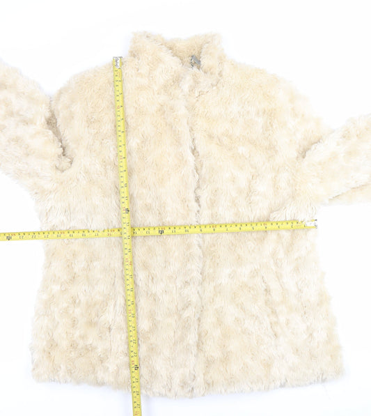 Lakeland Women Ivory Faux Fur Mid-Length Coat Size 18