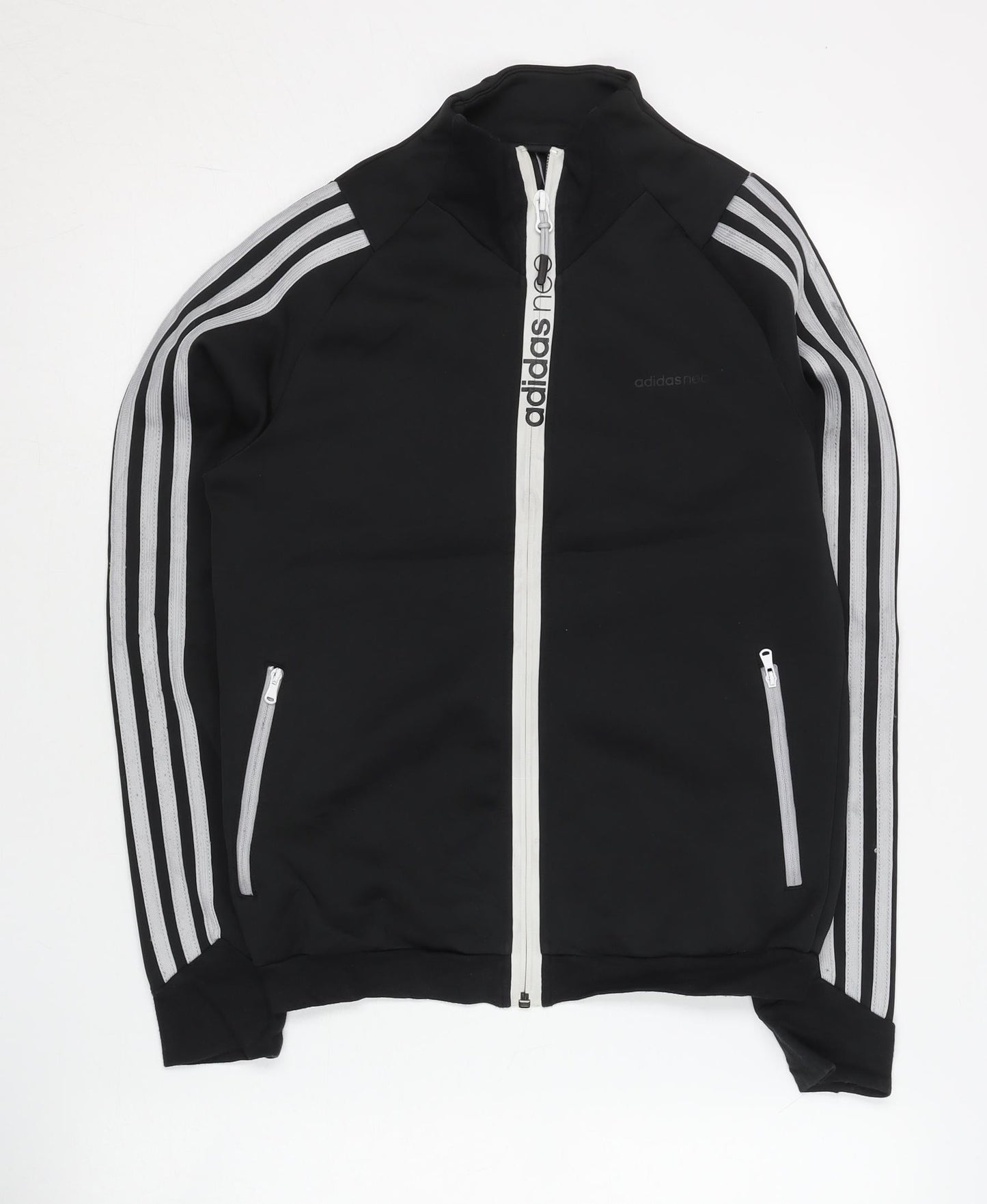 Adidas Neo Womens Black Track Jacket UK 8 Slim Fit Full Zip