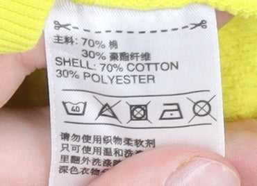 Adidas Womens Yellow Full Zip Hoodie Size 8 UK Sports Graphic