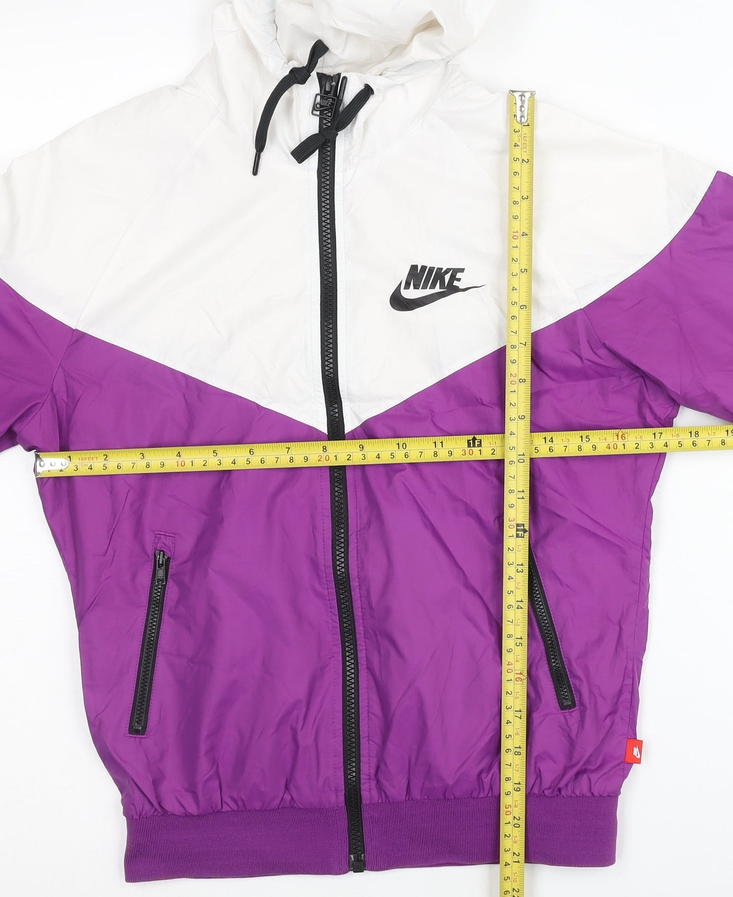 Nike Women’s Purple White Windbreaker Jacket M Hooded Full Zip