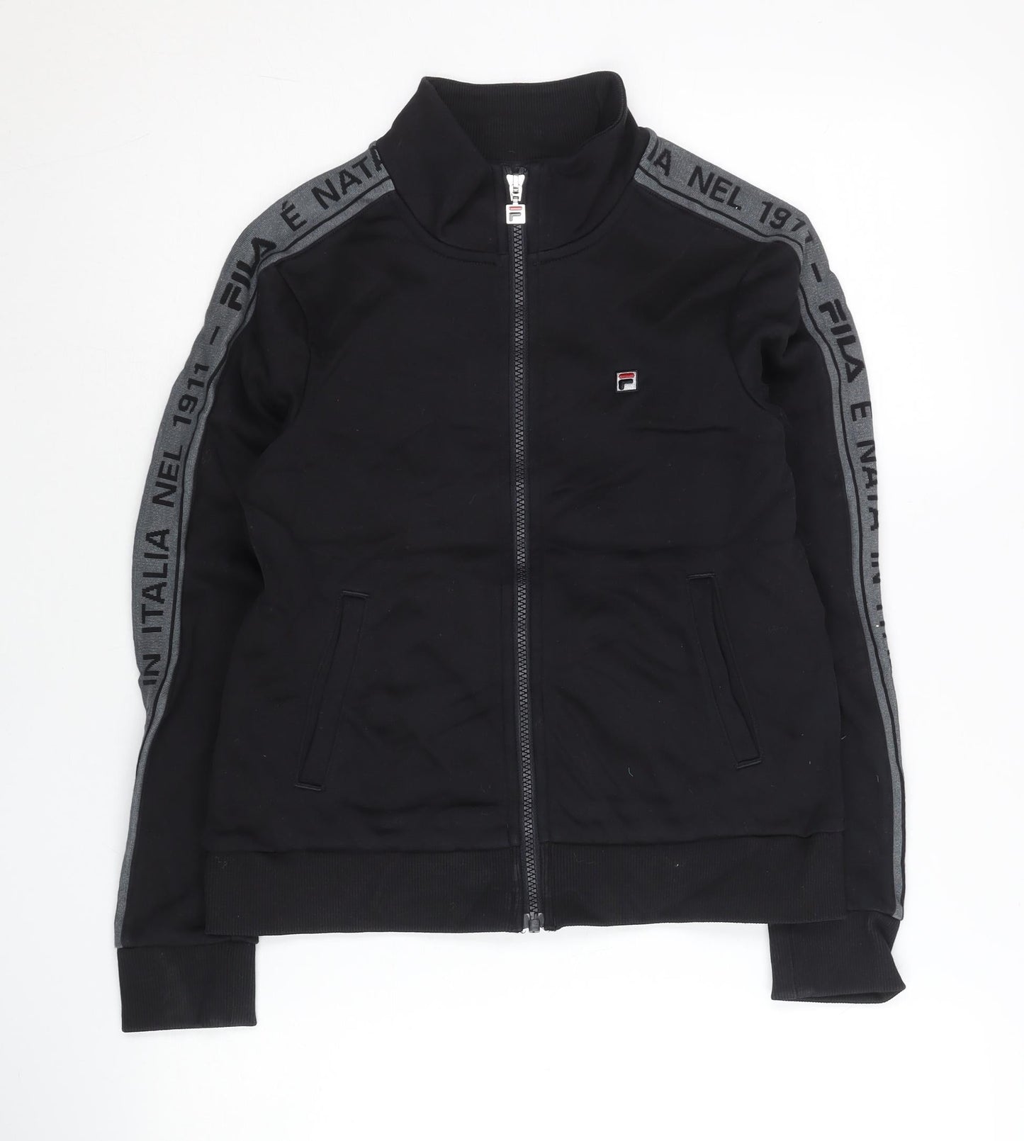 Fila Women Black Size 6 Track Jacket Full Zip Sportswear
