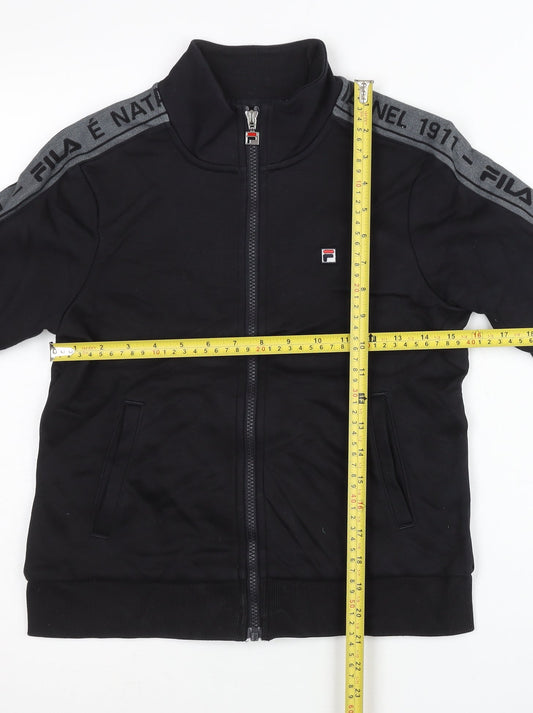 Fila Women Black Size 6 Track Jacket Full Zip Sportswear