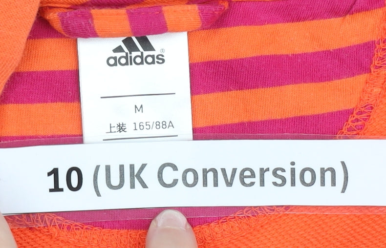 Adidas Womens Orange Full Zip Hoodie Size 10 UK Cotton Blend