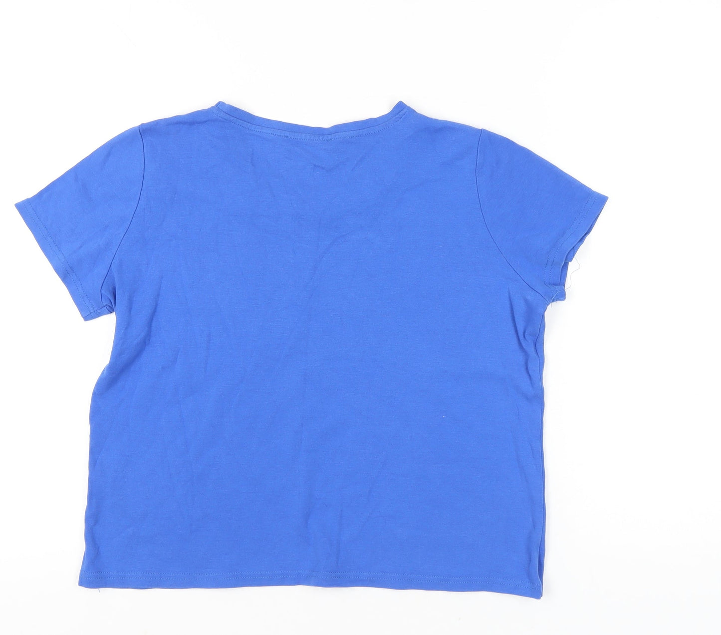 Anna Rose Womens Blue Cotton Beaded T-Shirt L Casual Top