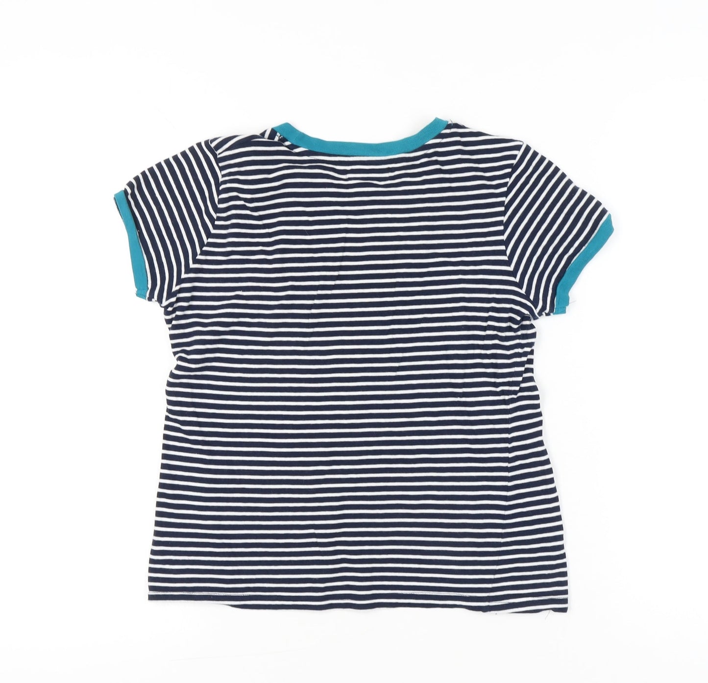 Brave Soul Women’s XS Blue Striped Sequin Heart Cotton T-Shirt