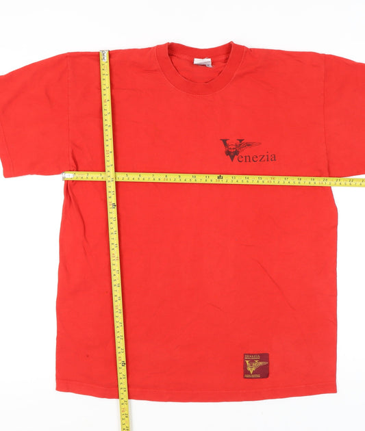 Venezia Men’s Red L T-Shirt Crew Neck Italian Logo Vintage