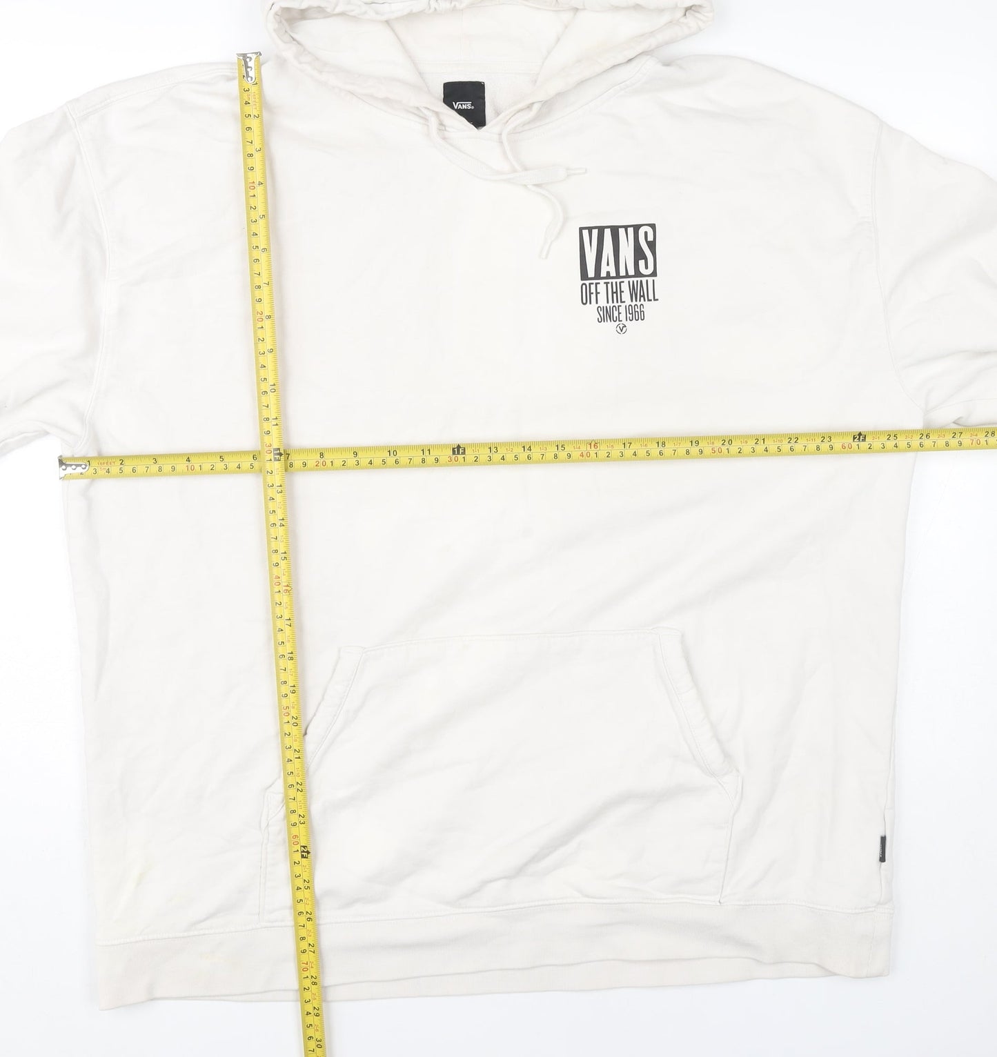 Vans Mens 2XL White Pullover Hoodie Logo Graphic Cotton Skateboarding
