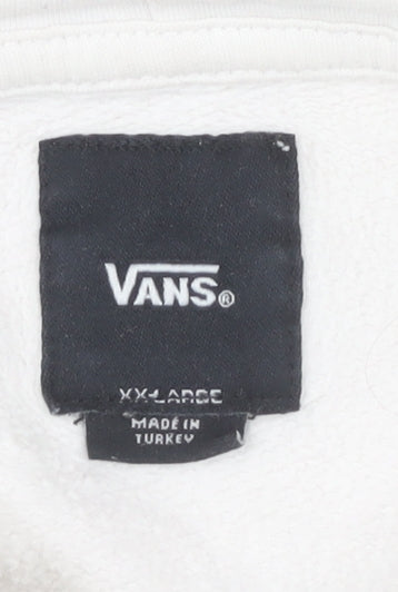 Vans Mens 2XL White Pullover Hoodie Logo Graphic Cotton Skateboarding