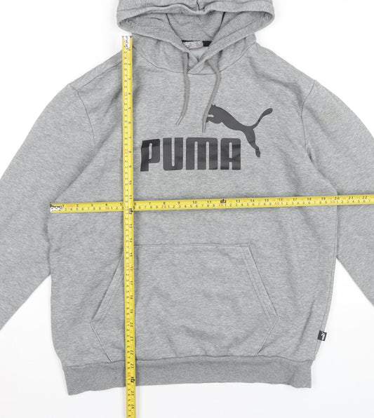 Puma Men’s Grey Pullover Hoodie Sweatshirt Size M Logo Sportswear