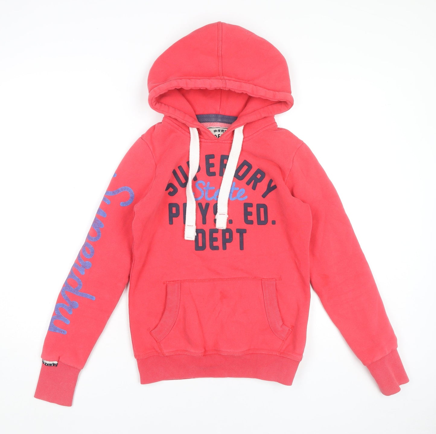 Superdry Women's Pink Hoodie XS Graphic Pullover Casual Cotton Blend