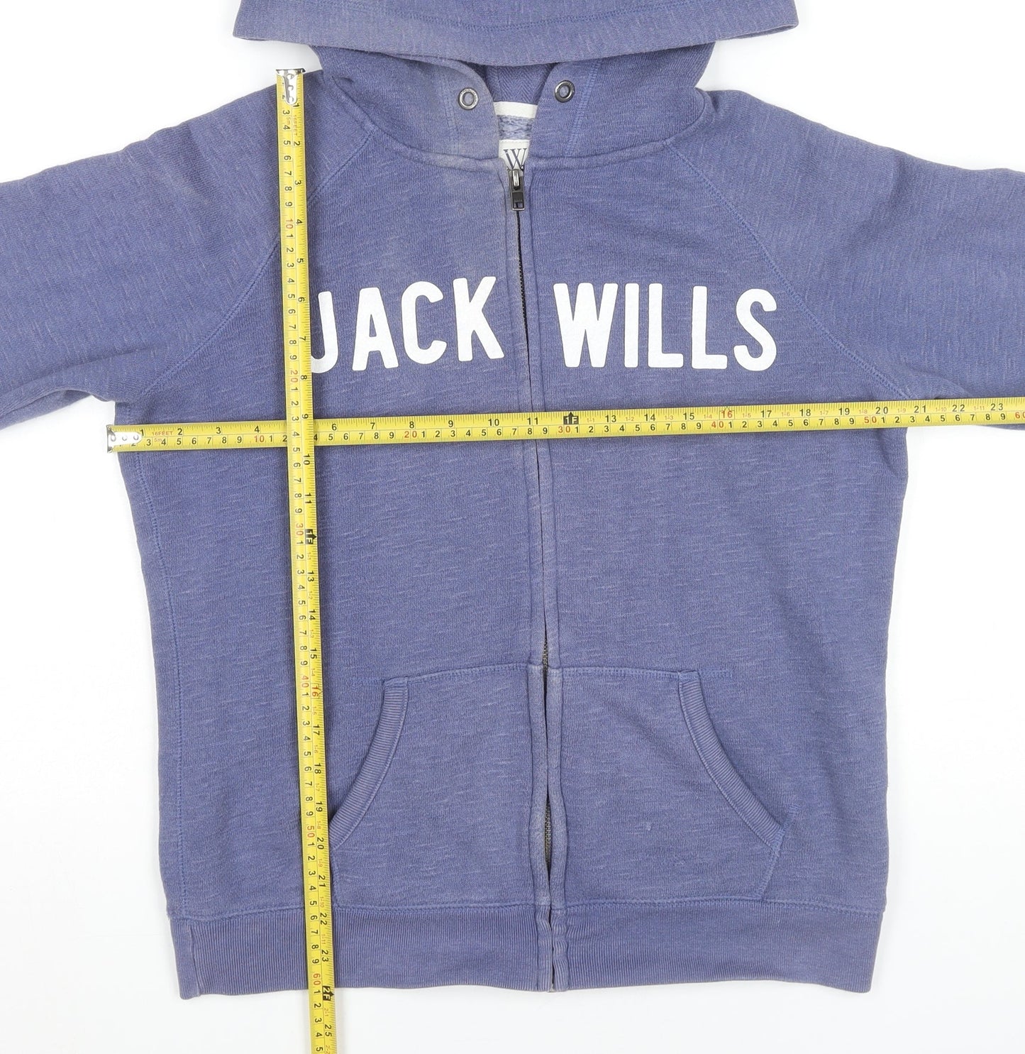 Jack Wills Women’s Blue Full Zip Hoodie UK 14 Cotton Blend