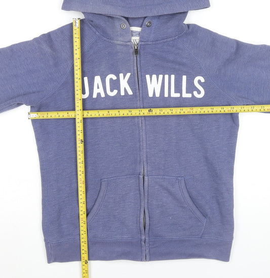 Jack Wills Women’s Blue Full Zip Hoodie UK 14 Cotton Blend