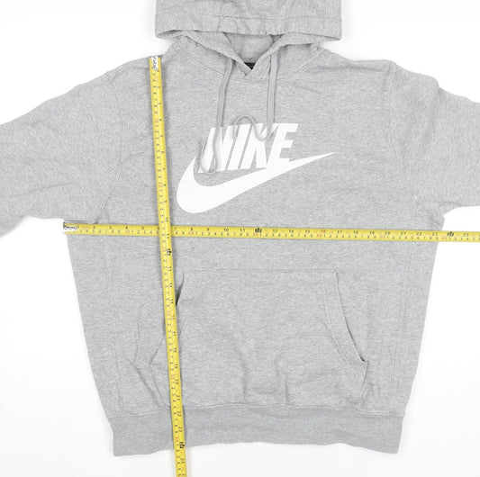 Nike Mens Grey Pullover Hoodie Sweatshirt Medium Logo Sportswear