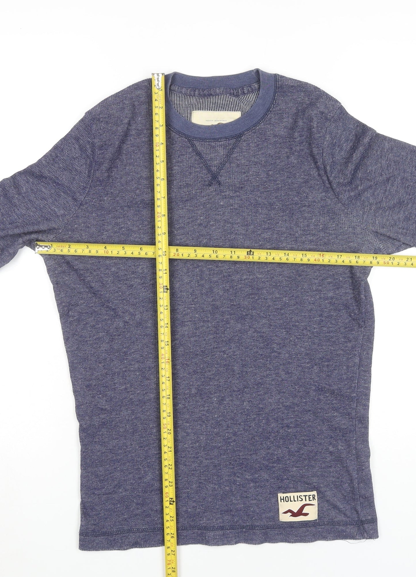 Hollister Men’s Blue Long Sleeve Crew Neck T-Shirt XL