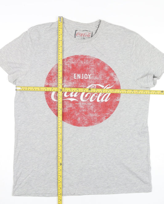 Coca-Cola Mens XL Grey Graphic Logo Retro Crew Neck T-Shirt