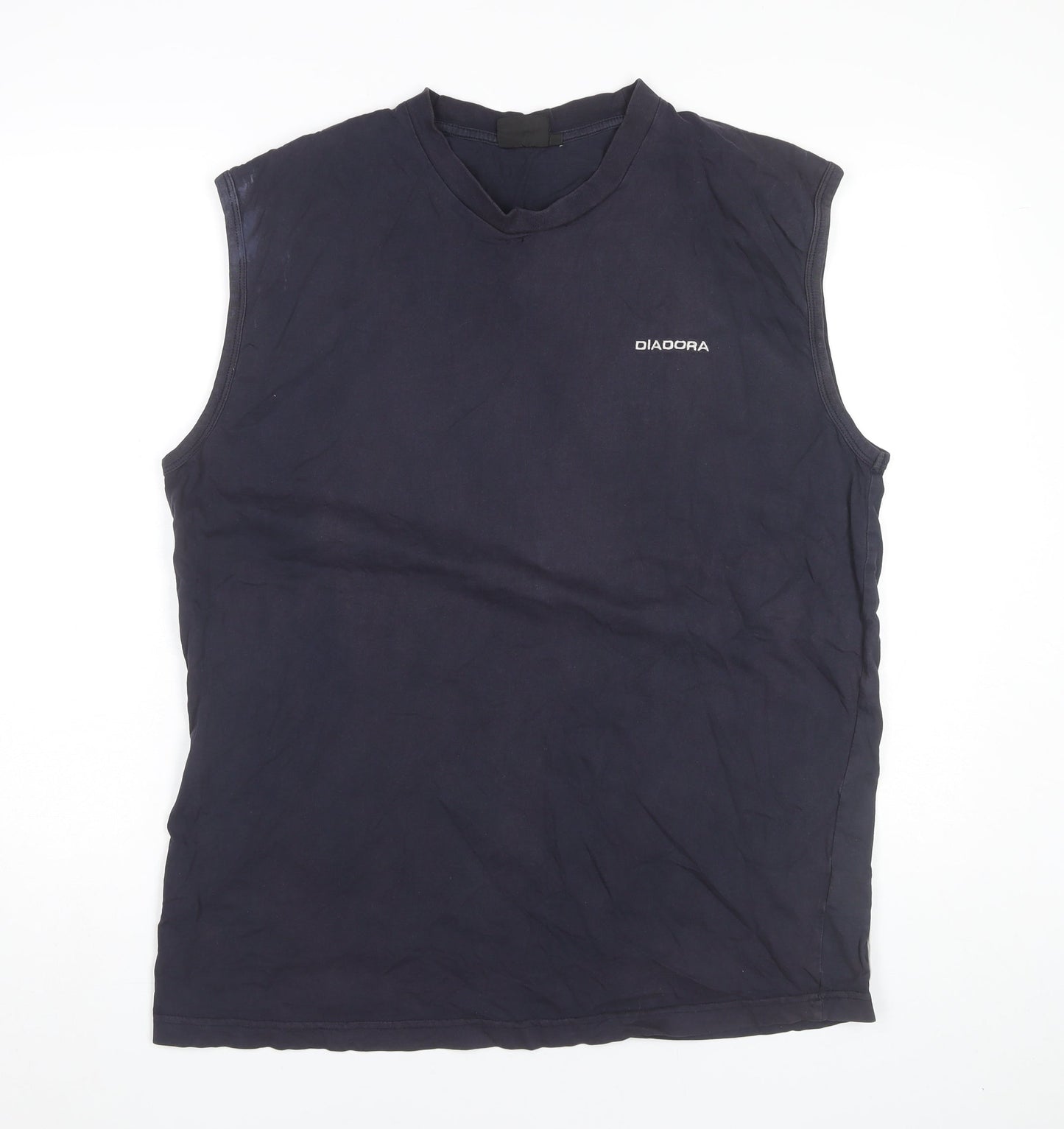 Diadora Men’s Blue Sleeveless XL Cotton Sports T-Shirt