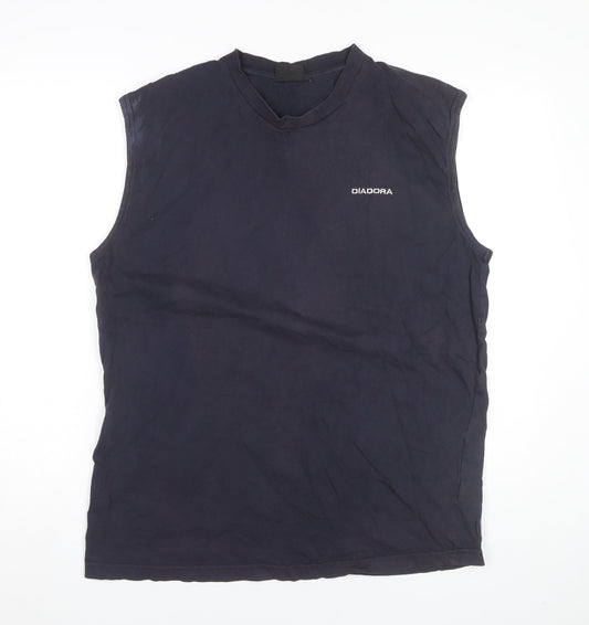 Diadora Men’s Blue Sleeveless XL Cotton Sports T-Shirt