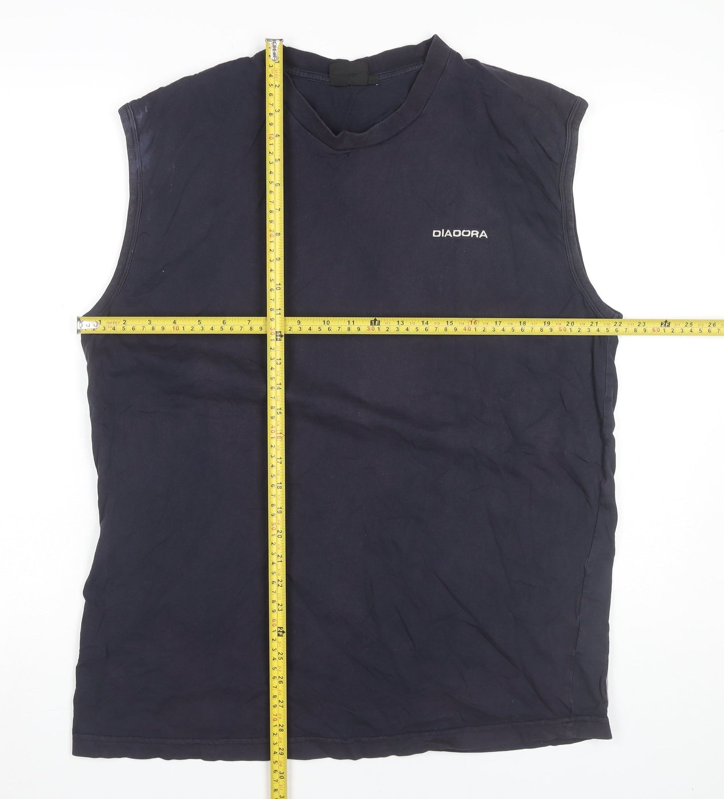 Diadora Men’s Blue Sleeveless XL Cotton Sports T-Shirt