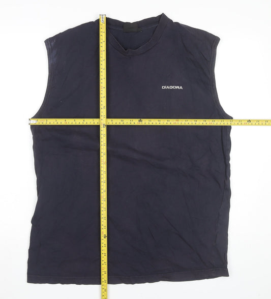 Diadora Men’s Blue Sleeveless XL Cotton Sports T-Shirt