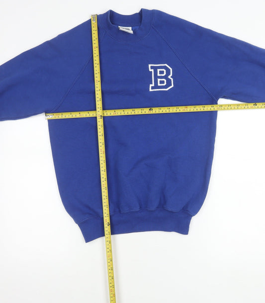 Russell Mens Blue Small Pullover Sweatshirt Crew Neck College Logo