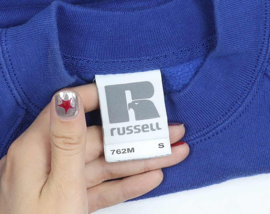 Russell Mens Blue Small Pullover Sweatshirt Crew Neck College Logo