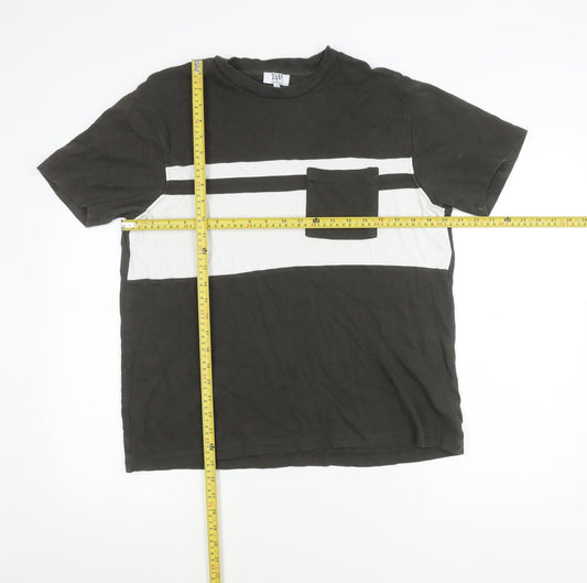 Taylor & Wright Men's Black White Colourblock Cotton T-Shirt L
