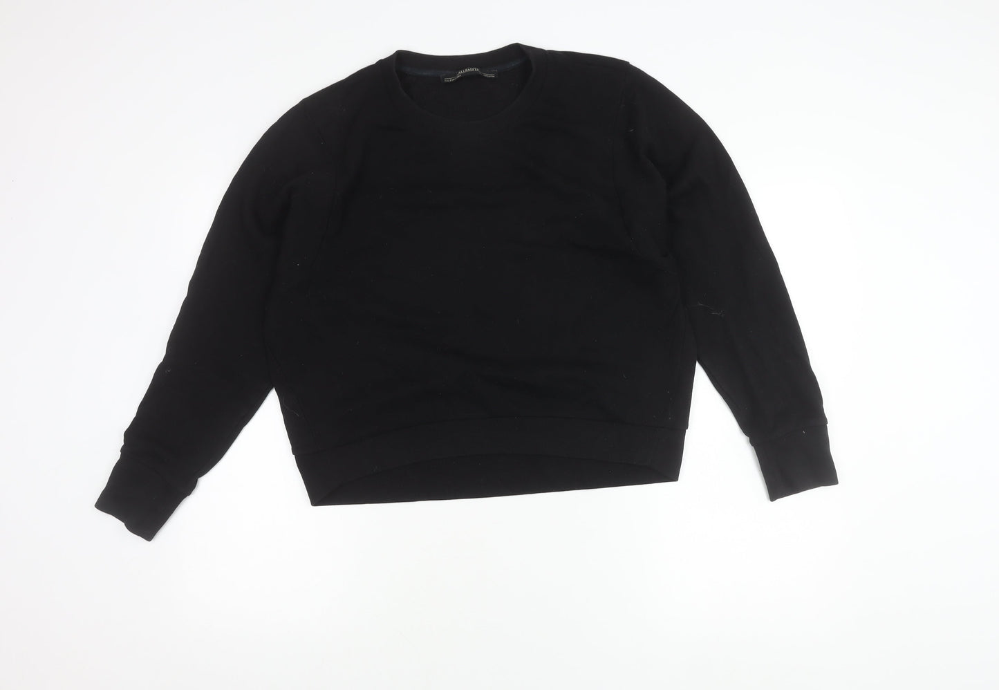 AllSaints Womens Black Sweatshirt Medium Cotton Blend Crew Neck