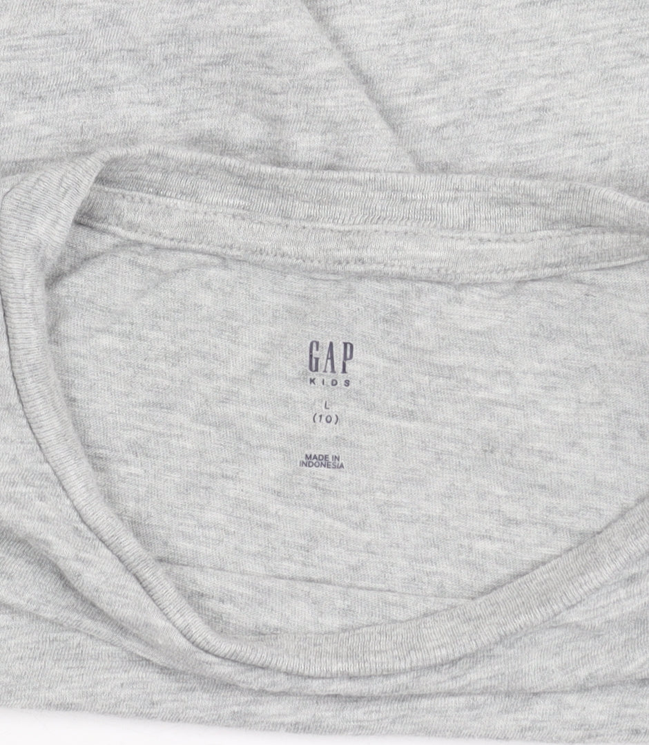 GAP Kids Girls Grey Crew Neck Short Sleeve Cotton T-Shirt Age 10 Years