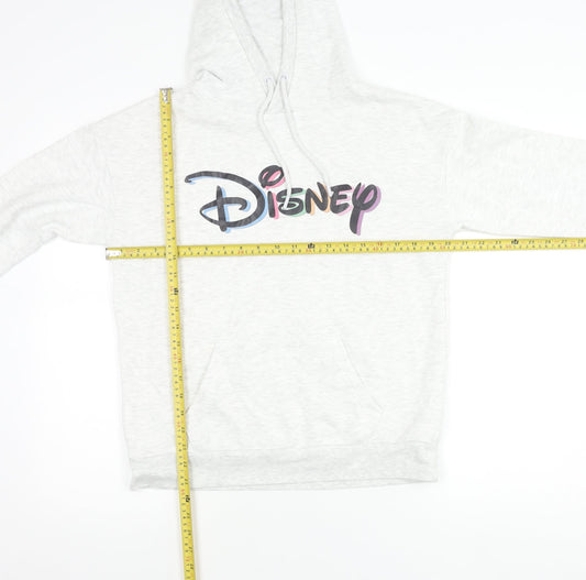 Disney Womens Grey XS Pullover Hoodie Logo Print Casual