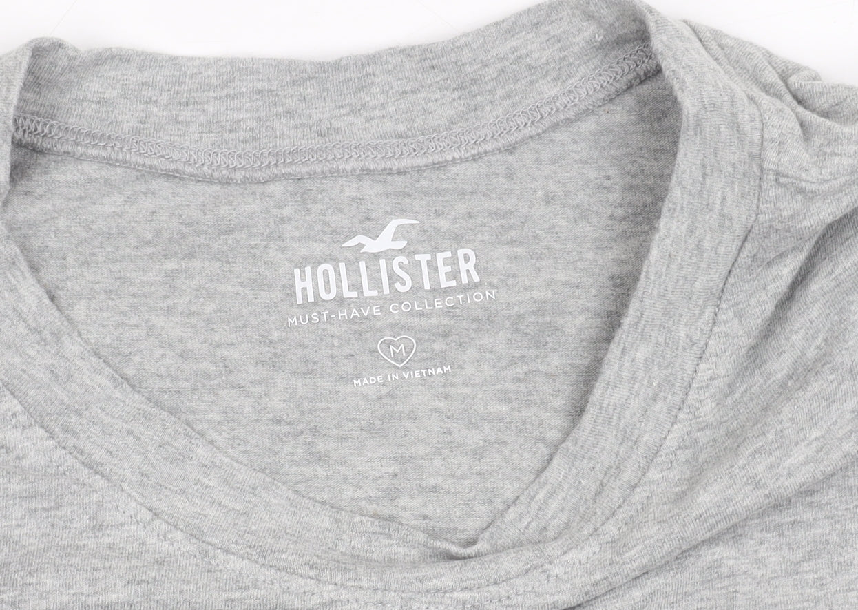 Hollister Women Grey M Basic Short Sleeve Crew Neck T-Shirt