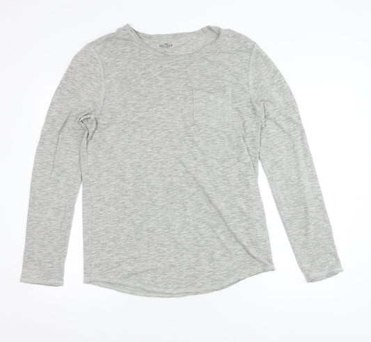 Hollister Men’s Grey Long Sleeve Crew Neck T-Shirt Size S
